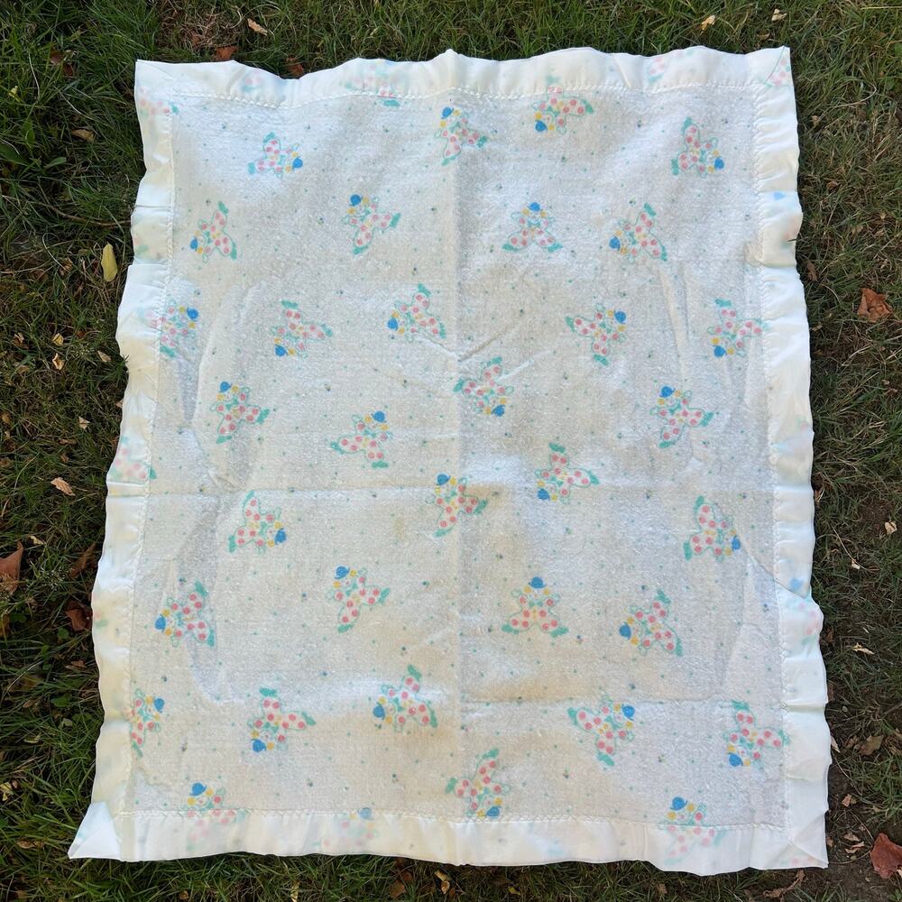 Sprockets Mervyn’s Baby Blanket Vintage Clown Print with Satin Trim 40x45